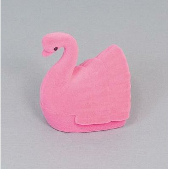 Sametová krabička na šperky - růžová labuť
