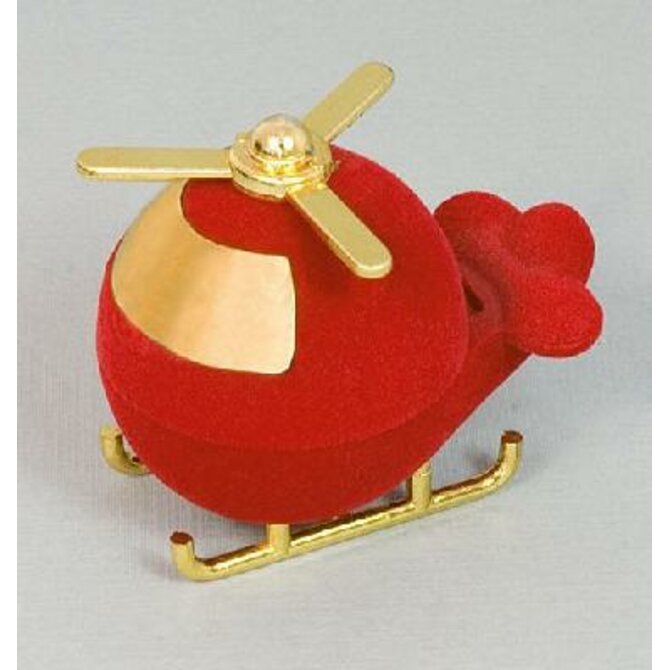 Sametová krabička na šperky - červená helikoptéra