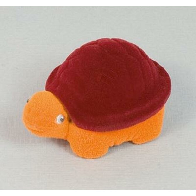 Sametová krabička na šperky - oranžovobordová želva
