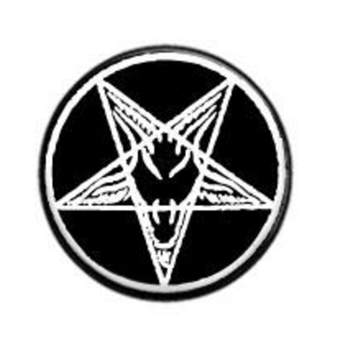 Pentagram (bílý na černém pozadí) - button