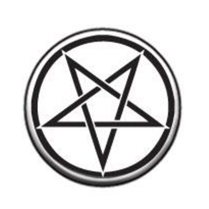 Černý pentagram na bílém pozadí - button