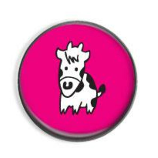 Kráva na růžovém podkladě - button