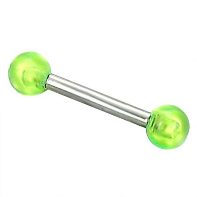 Malý piercing se zelenými kuličkami