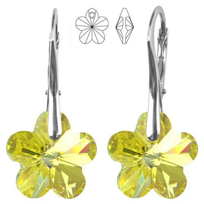 Náušnice - Swarovski Flower 12mm Jonquil AB