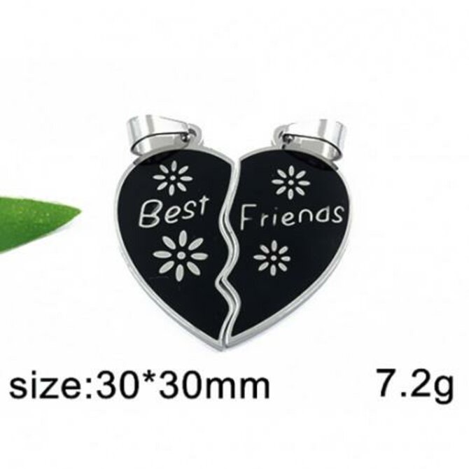 Best Freinds - rozdělitelné srdce na dva kusy - ocelový přívěsek