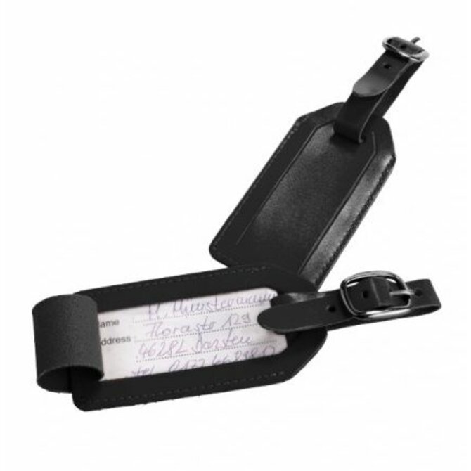 Jmenovka Travelite Leather Nero černá, Kůže