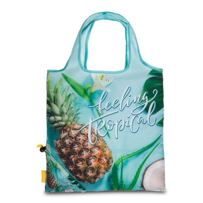 Fabrizio Skládací nákupní taška Tropical tyrkysová, Textil