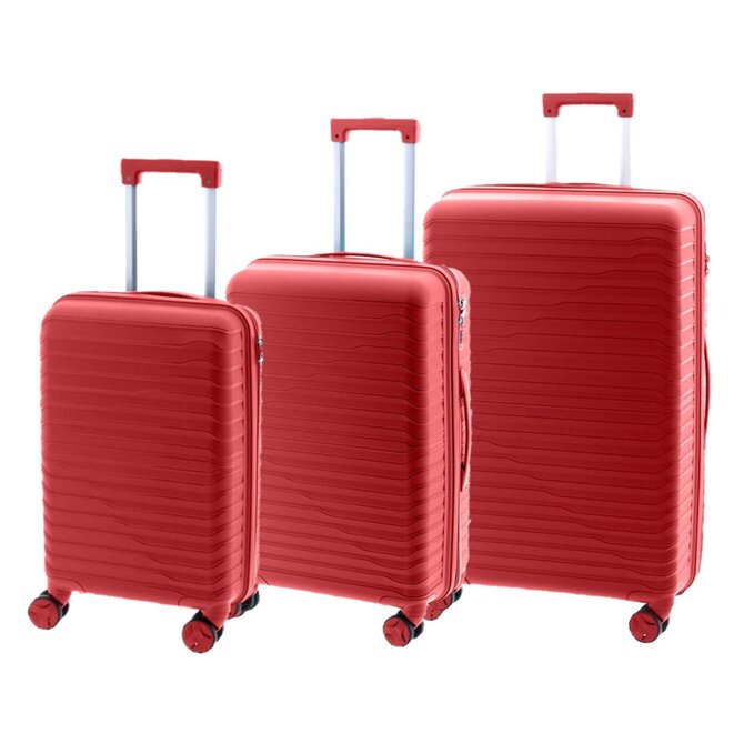 Cestovní kufry set 3ks John Travel Arcadia S,M,L červená, Polypropylen