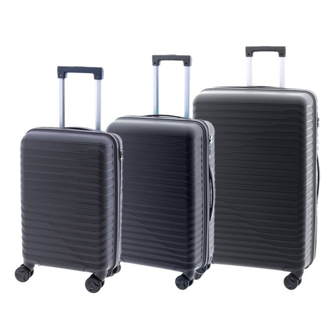 Cestovní kufry set 3ks John Travel Arcadia S,M,L šedá, Polypropylen