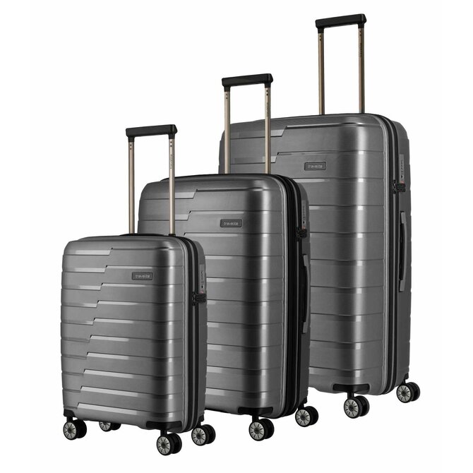 Cestovní kufry set 3ks Travelite AIR BASE S,M,L antracitová, Polypropylen