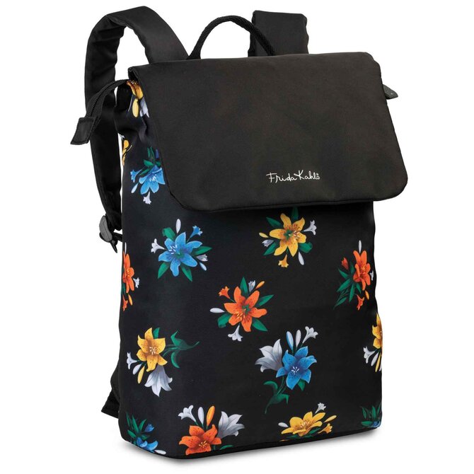 Dámský batůžek Frida Kahlo flowers černá, Textil