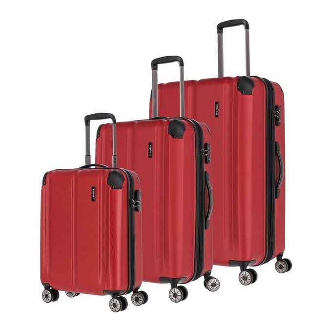 Cestovní kufry set 3ks Travelite City S,M,L červená, ABS