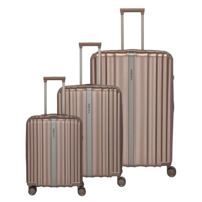 Cestovní kufry set 3ks Travelite Paros S,M,L hnědá, ABS / Polykarbonát