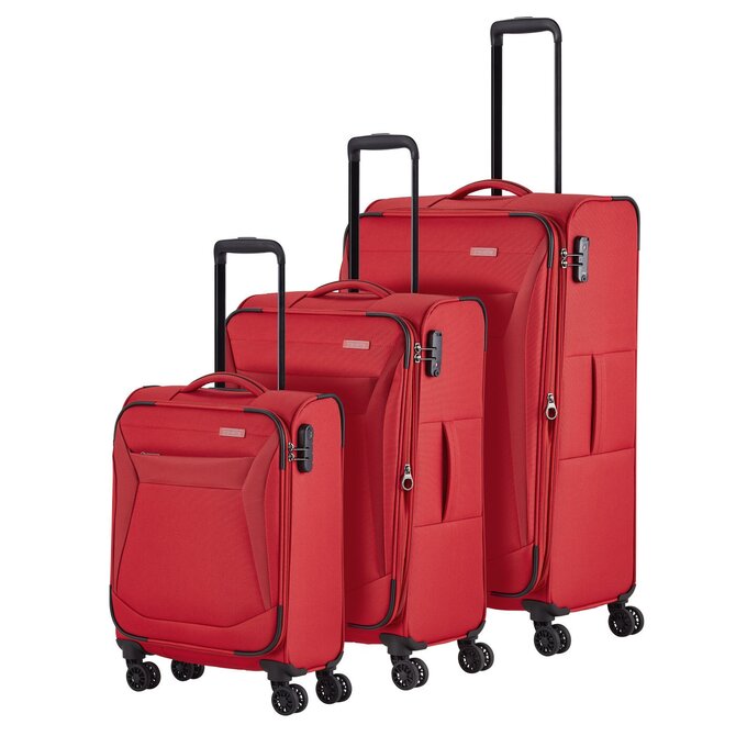 Cestovní kufry set 3ks Travelite CHIOS S,M,L červená, Textil