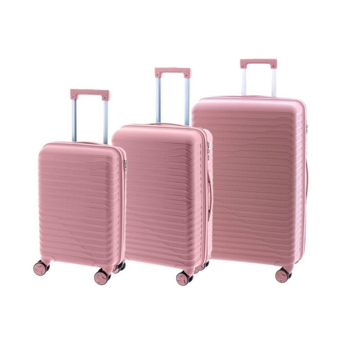 Cestovní kufry set 3ks John Travel Arcadia S,M,L růžová, Polypropylen
