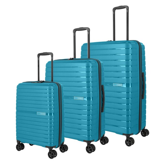 Cestovní kufry set 3ks Travelite Trient S,M,L petrolejová, Polypropylen