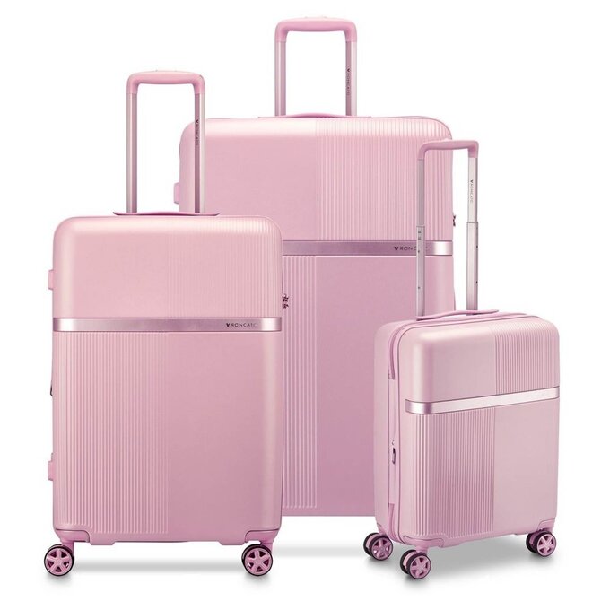 Cestovní kufry set 3ks Roncato AIRGLAM S,M,L růžová, ABS / Polykarbonát