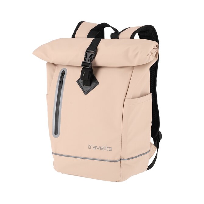 Batoh Travelite Basics Rollup růžová, Textil