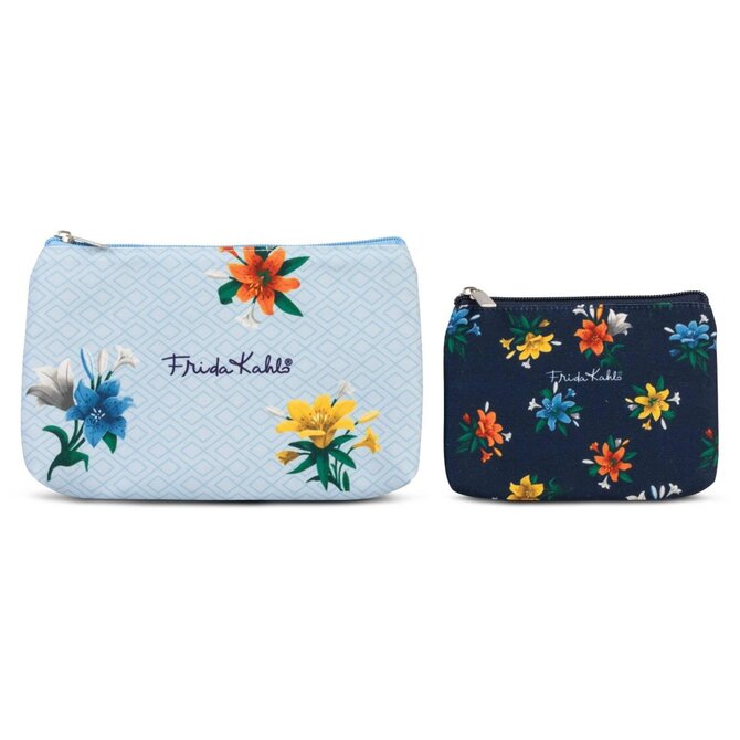 Set 2ks kosmetických tašek Frida Kahlo S,L modrá, Textil
