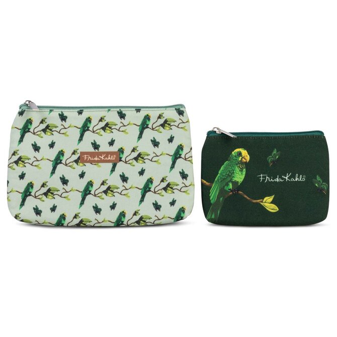 Set 2ks kosmetických tašek Frida Kahlo S,L zelená, Textil