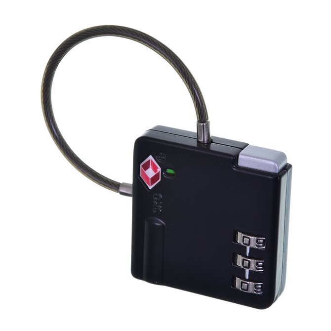 Číselný zámek TSA d&n s lankem černá, Kov