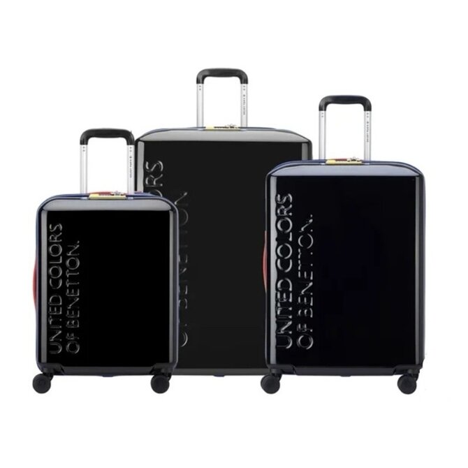 United Colors of Benetton Cestovní kufry set 3ks Benetton United by Delsey S,M,L černá, ABS / Polykarbonát