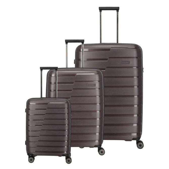 Cestovní kufry set 3ks Travelite AIR BASE S,M,L hnědá, Polypropylen