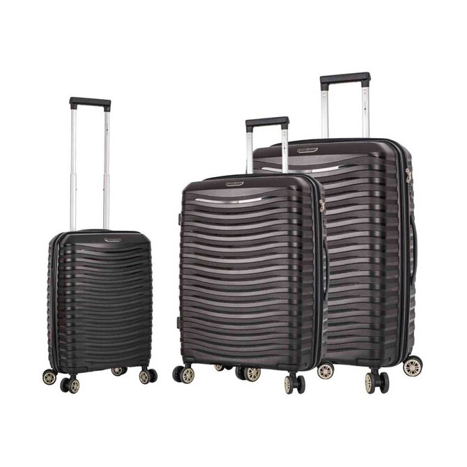 Cestovní kufry set 3ks Snowball  Waves PP 4W S,M,L černá, Polypropylen