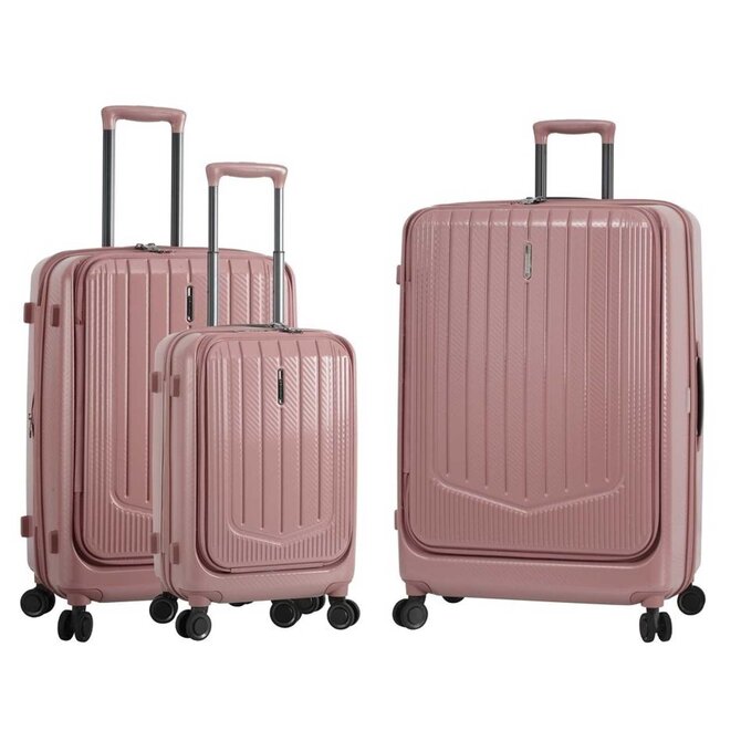 Cestovní kufry set 3ks Snowball 4W S,M,L růžová, Polykarbonát