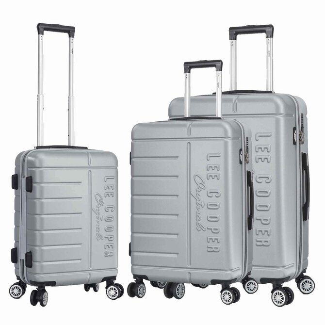 Cestovní kufry set 3ks Lee Cooper Brighton S,M,L stříbrná, ABS