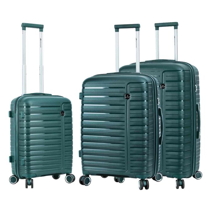 Cestovní kufry set 3ks Madisson Linea EXP S,M,L zelená, Polypropylen