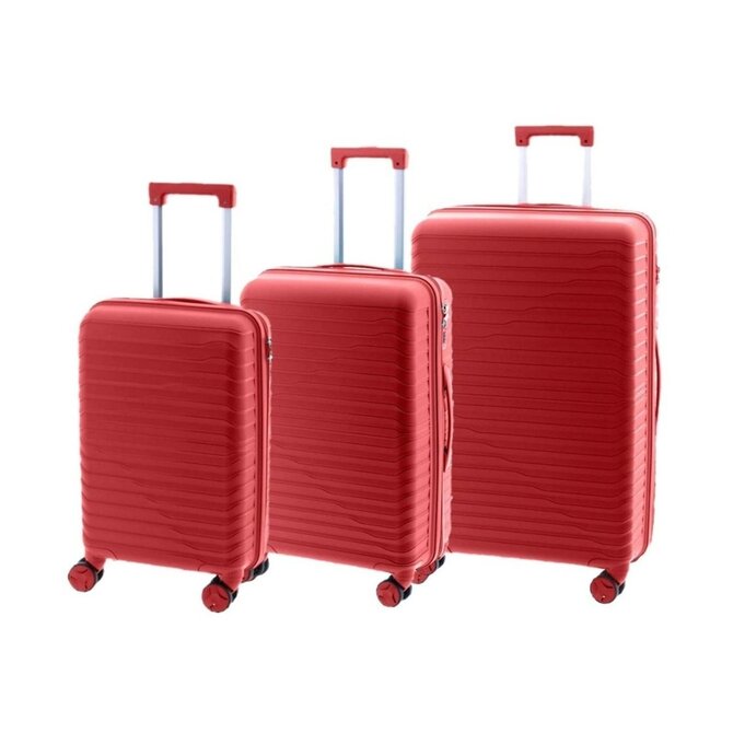 Cestovní kufry set 3ks John Travel Arcadia S,M,L červená, Polypropylen
