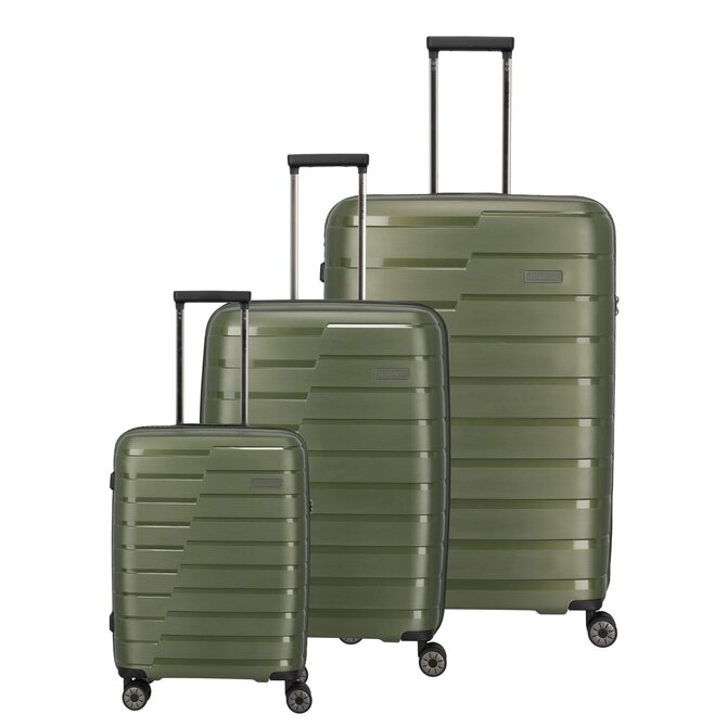 Cestovní kufry set 3ks Travelite AIR BASE S,M,L zelená, Polypropylen