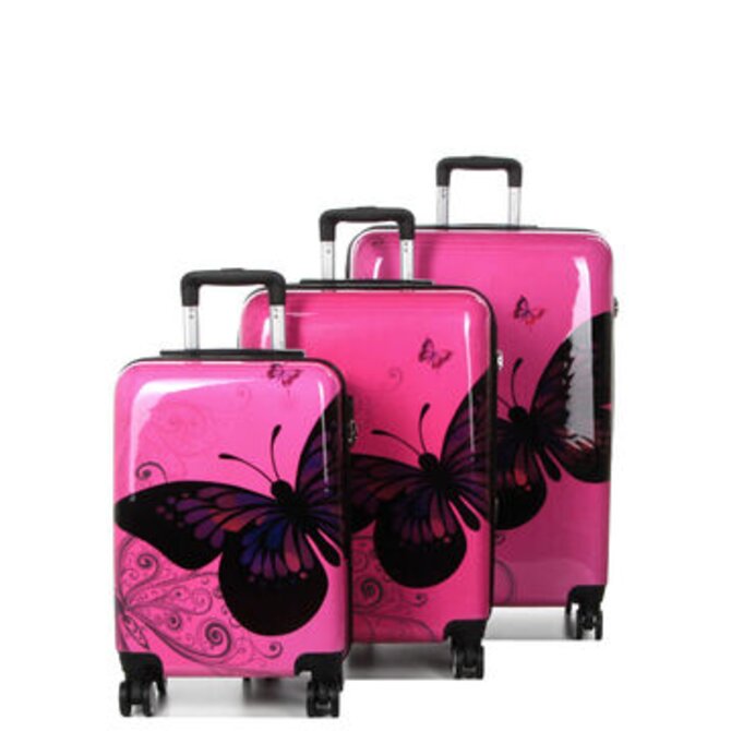 Cestovní kufry set 3ks Madisson FLY S,M,L růžová, ABS / Polykarbonát