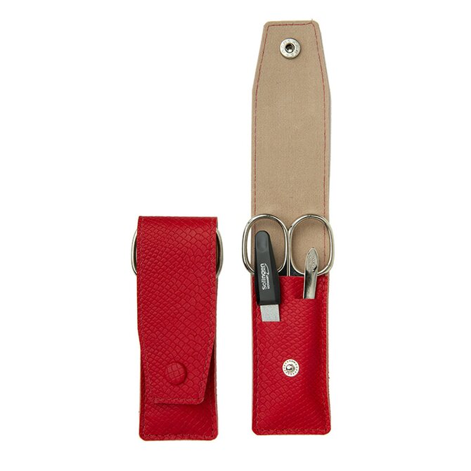 Manikúrová sada Premium Line 3-dílná červená, Syntetická kůže