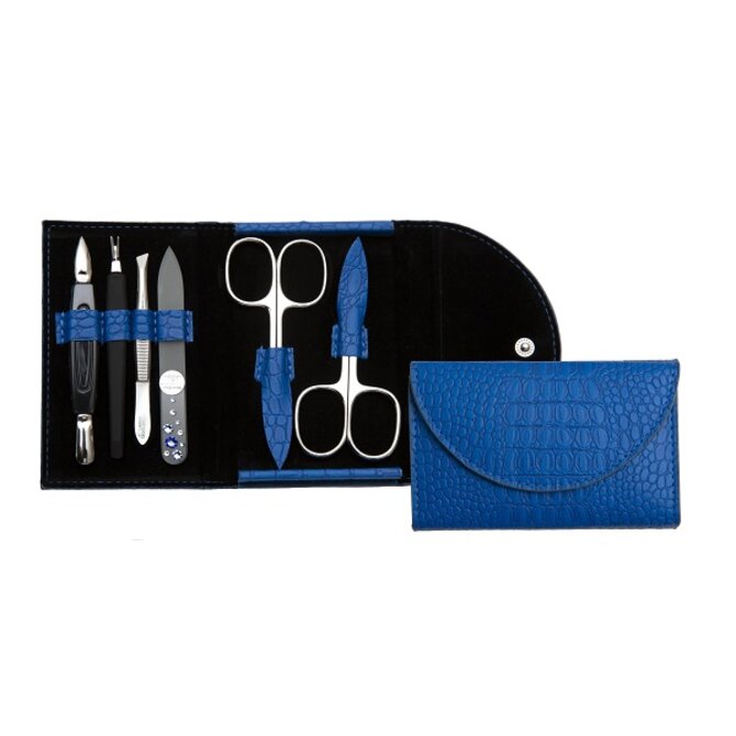 Manikúrová sada Premium Line 6-dílná modrá, Syntetická kůže