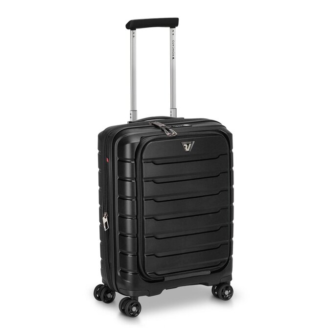Cestovní kufr Roncato B-FLYING S kapsa USB port černá, Polypropylen