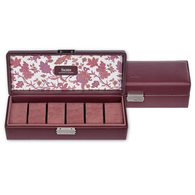 Kazeta na hodinky 6 Sacher Florage vínová, Kůže