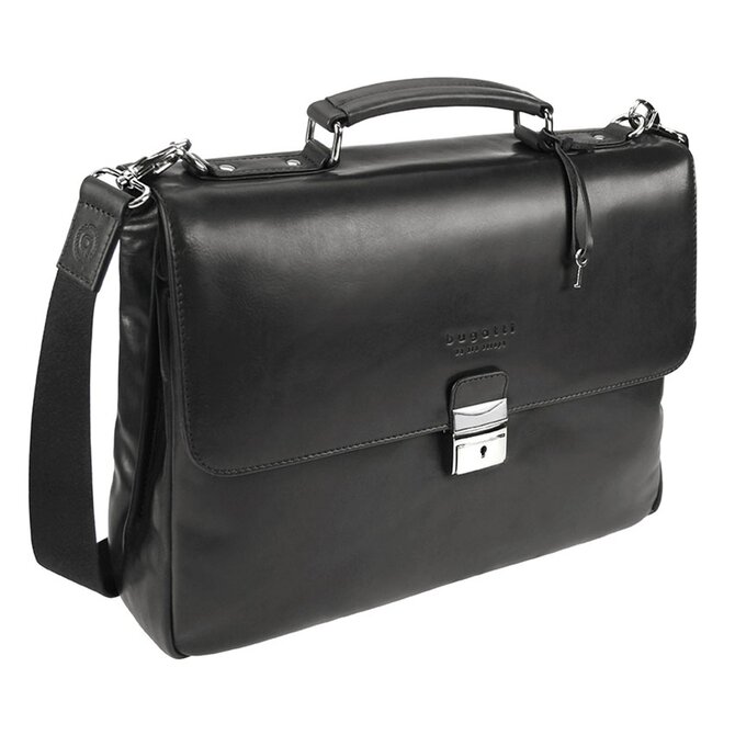 Pánská aktovka Bugatti Romano M černá, Kůže