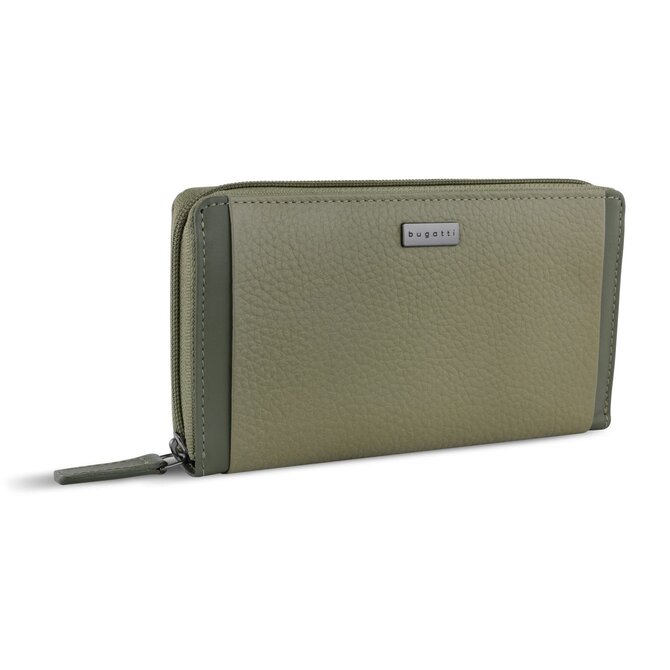 Dámská peněženka Bugatti Sina zip Long zelená, Kůže