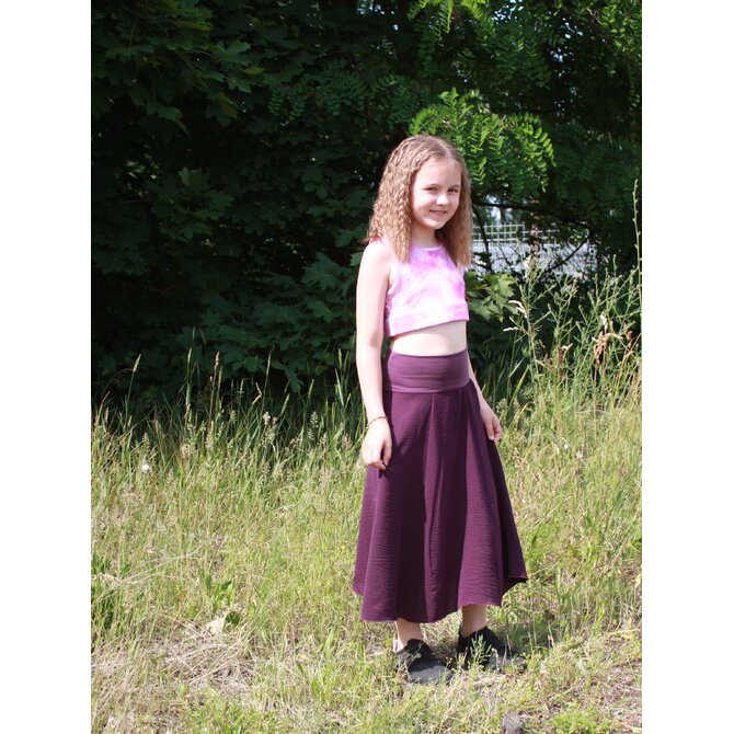 Ebbie Dětská sukně dlouhá mačkaná viskóza - TMAVĚ VÍNOVÁ Velikost: 6 - 8 let 6 - 8 let