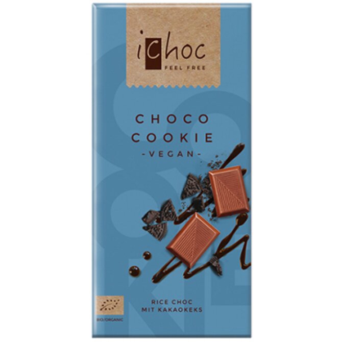iChoc BIO vegan rýžová čokoláda CHOCO COOKIE 80g