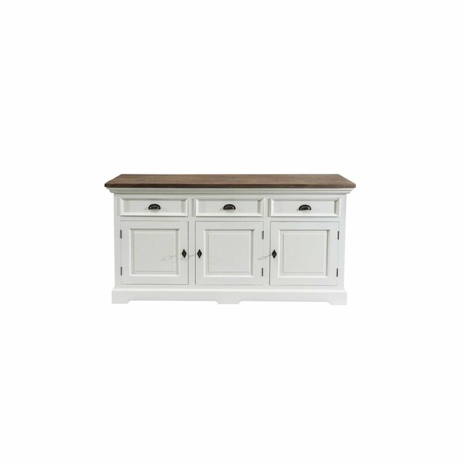 Dekoria Komoda Brighton 180x55x95cm white&natural grey, 180 x 55 x 95 cm