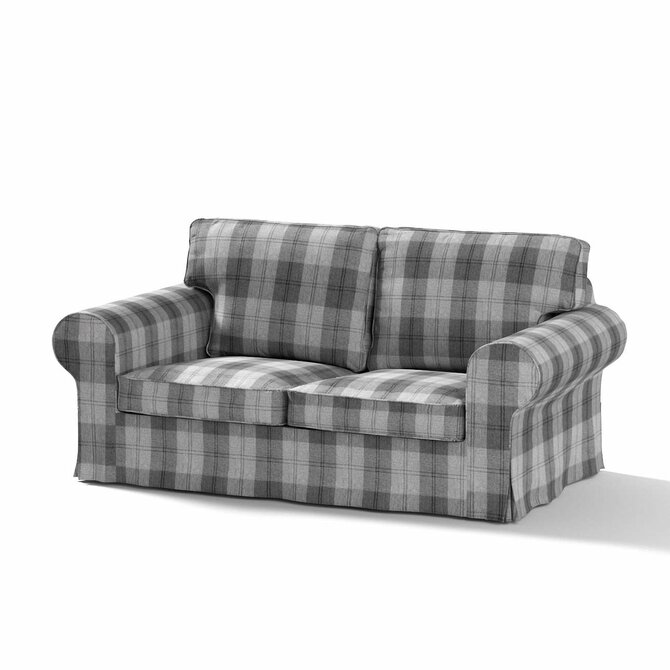 Dekoria Potah na pohovku IKEA Ektorp 2-místná rozkládací  NOVÝ MODEL 2012, šedo-grafitová kostka, Ektorp 2-m rozkl. od 2012, Edinburgh, 115-75