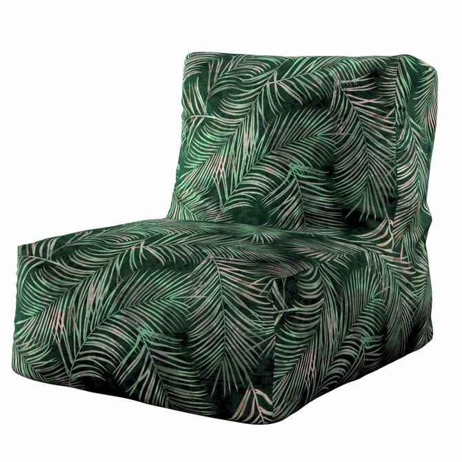 Dekoria Vakové křeslo s výběrem látky, stylizované palmové listy na zeleném podkladu, 67 x 31 x 75 cm, Velvet, 704-21