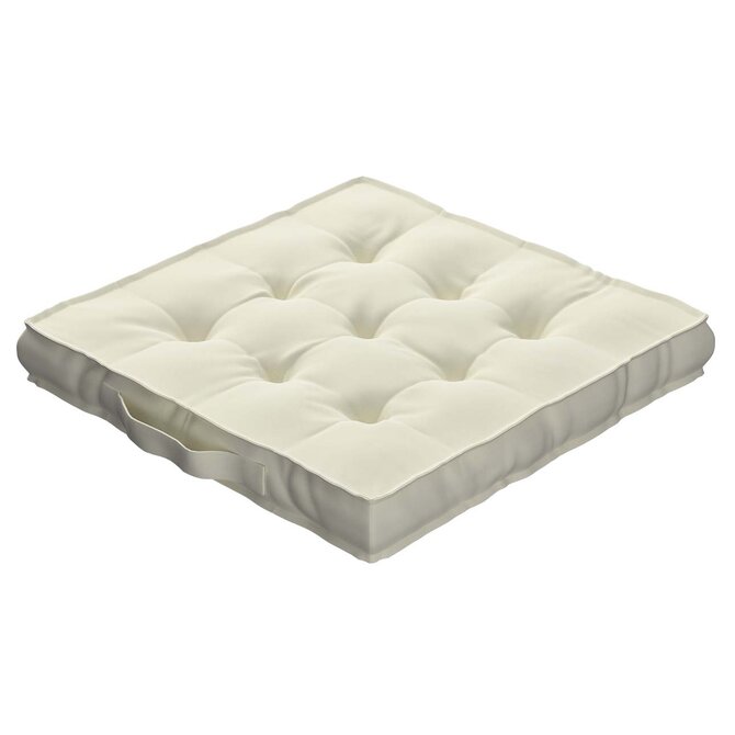 Dekoria Sedák Kuba s úchytem 40x40x6cm nebo 50x50x10cm, smetanově bílá, 50 x 50 x 10 cm, Velvet, 704-10