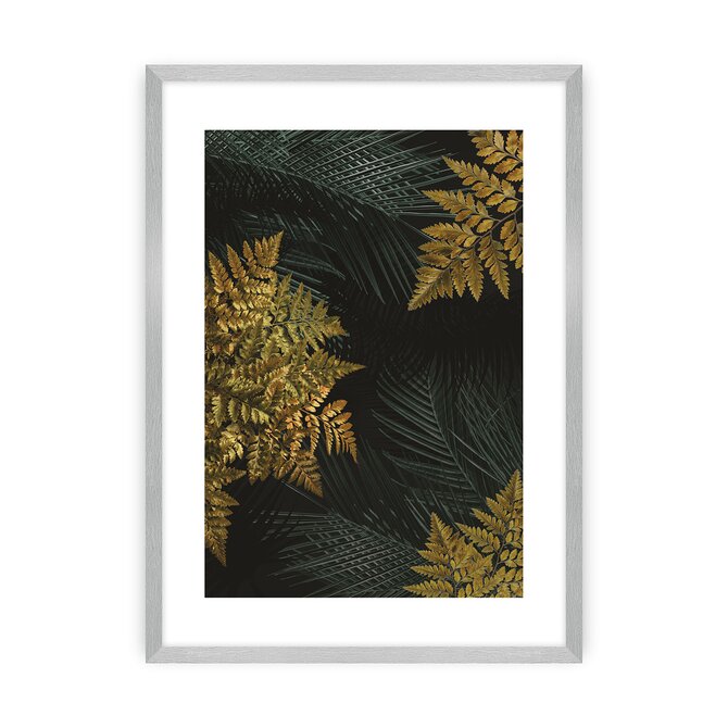 Dekoria Plakát Golden Leaves II, 50 x 70 cm, Zvolit rámek: Stříbrný