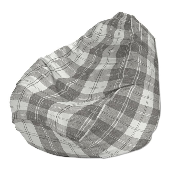 Dekoria Náhradní potah na sedací vak, šedo - bílá kostka , pro sedací vak Ø50 x 85 cm, Edinburgh, 115-79