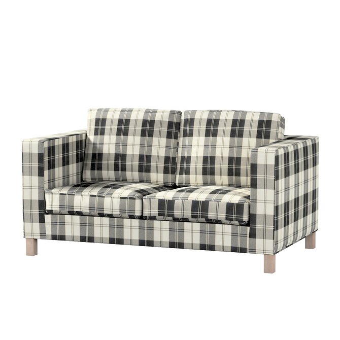 Dekoria Potah na pohovku IKEA  Karlanda 2-místná, krátký,  černo-bílá kostka, pohovka Karlanda 2-místná, Edinburgh, 115-74