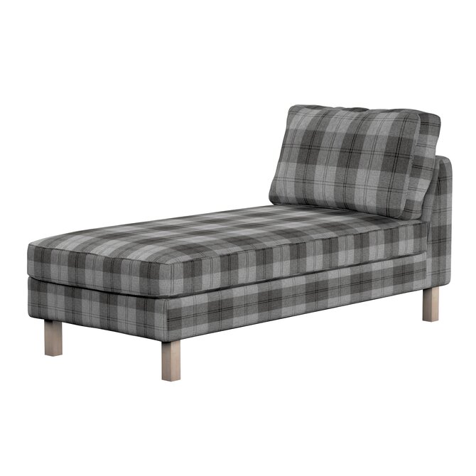 Dekoria Potah na šezlong IKEA Karlstad samostatný, krátký, šedo-grafitová kostka, Potah na šezlong Karlstad samostatný, Edinburgh, 115-75